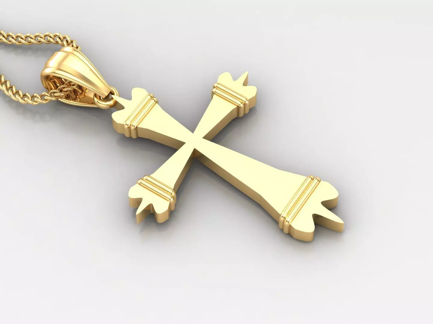 Light Gold 18K Cross Pendant 2CP081 3D print model_0