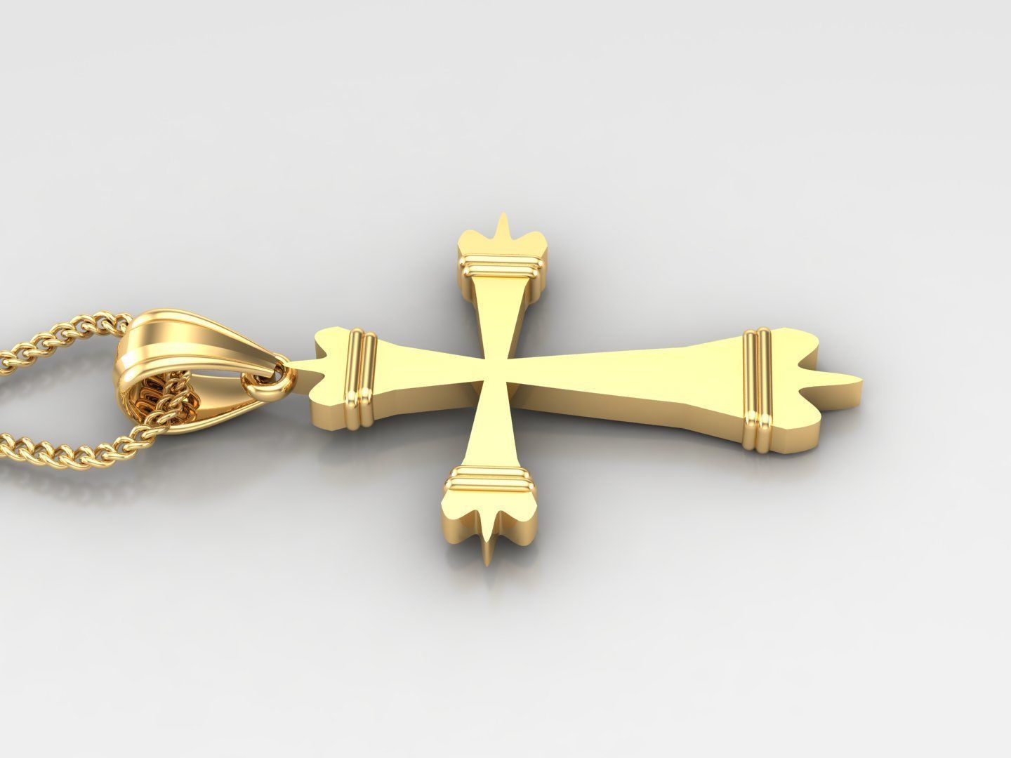 Light Gold 18K Cross Pendant 2CP081 3D print model_3