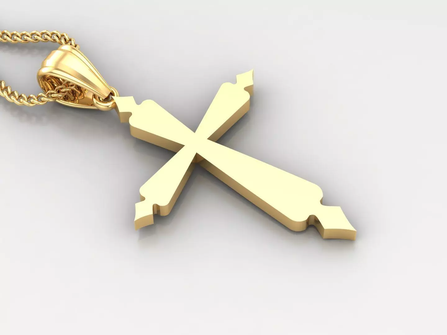 Light Gold 18K Cross Pendant 2CP079 3D print model_0
