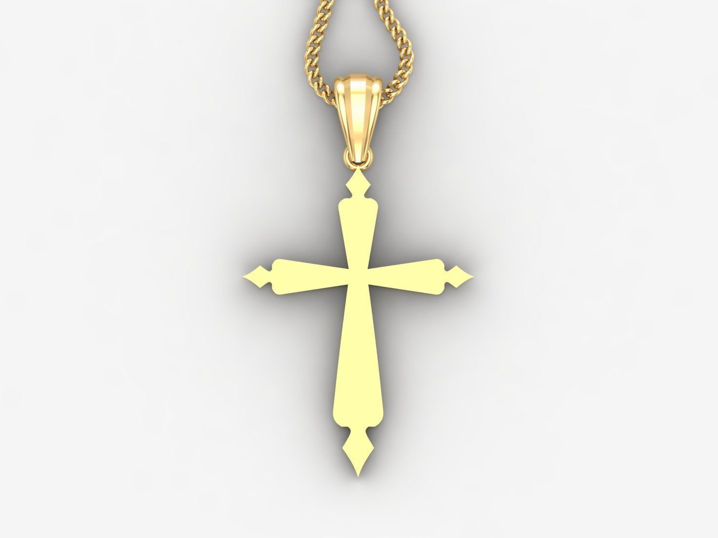 Light Gold 18K Cross Pendant 2CP079 3D print model_4