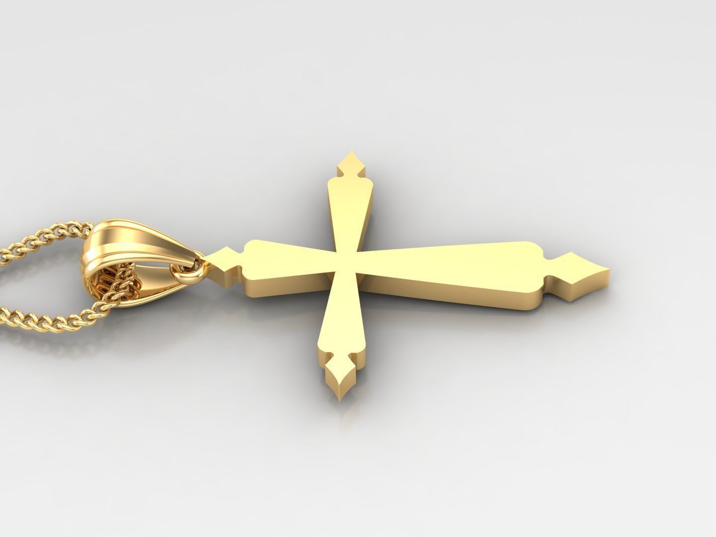 Light Gold 18K Cross Pendant 2CP079 3D print model_3