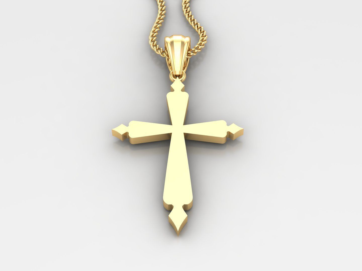 Light Gold 18K Cross Pendant 2CP079 3D print model_2