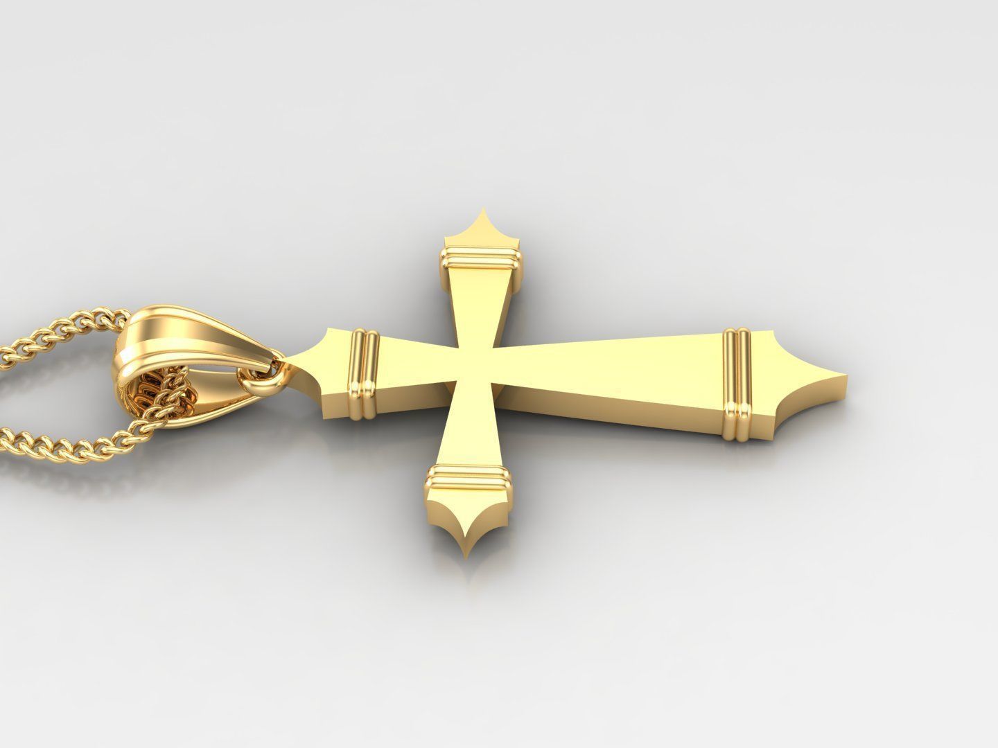 Light Gold 18K Cross Pendant 2CP078 3D print model_3