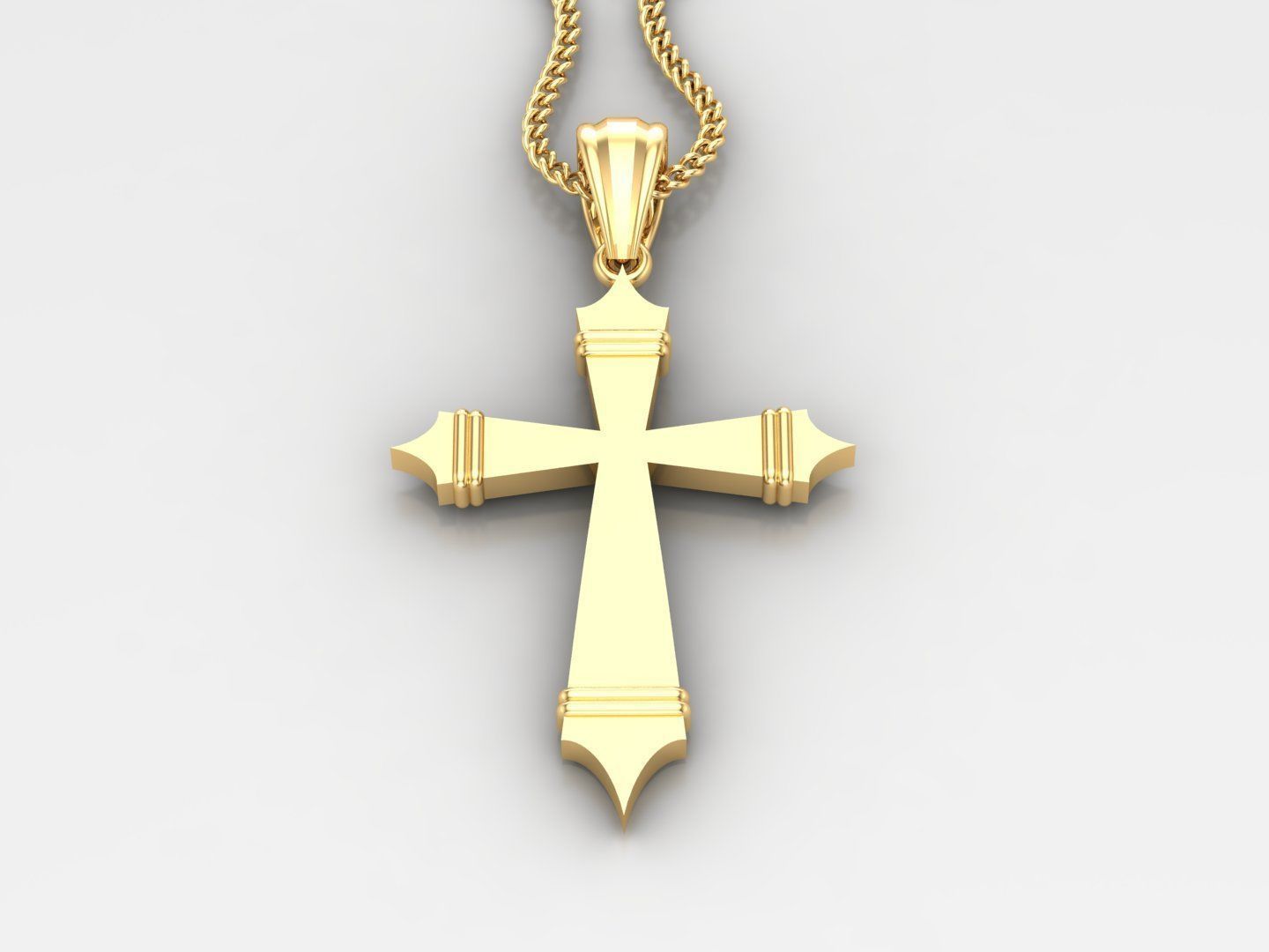 Light Gold 18K Cross Pendant 2CP078 3D print model_2