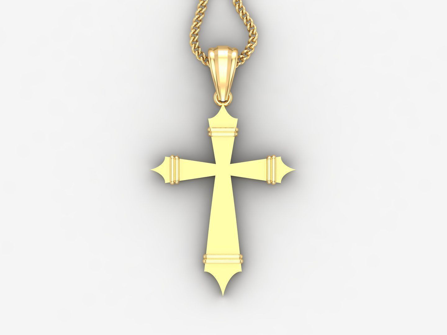 Light Gold 18K Cross Pendant 2CP078 3D print model_4