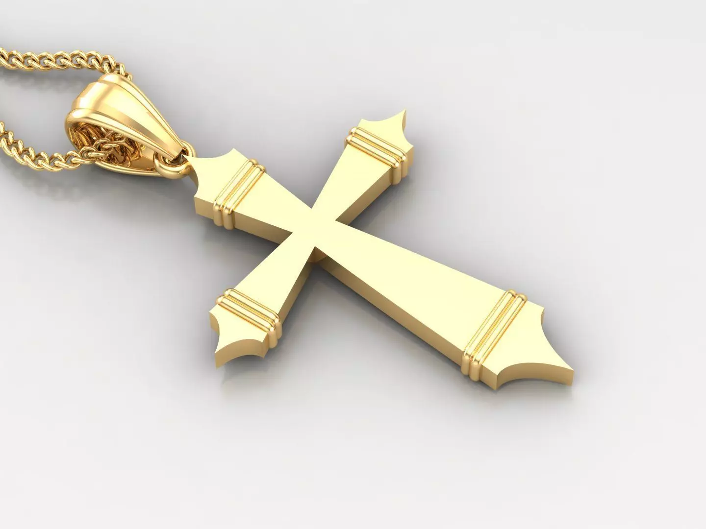 Light Gold 18K Cross Pendant 2CP078 3D print model_0