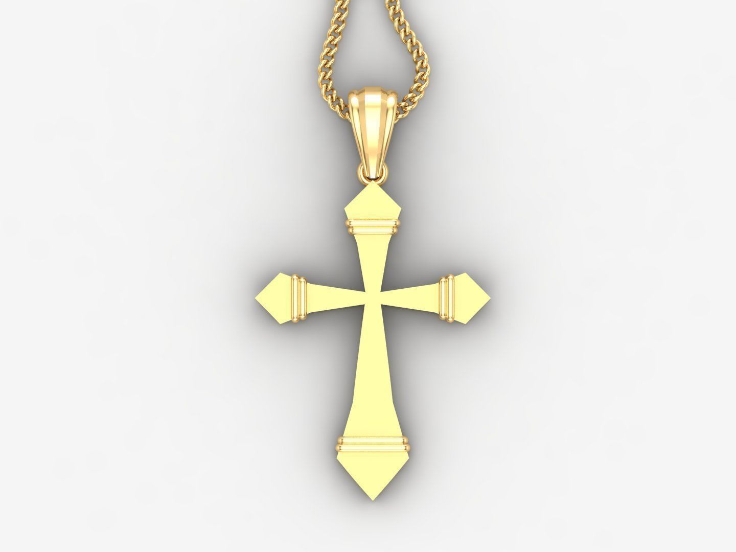 Light Gold 18K Cross Pendant 2CP076 3D print model_4
