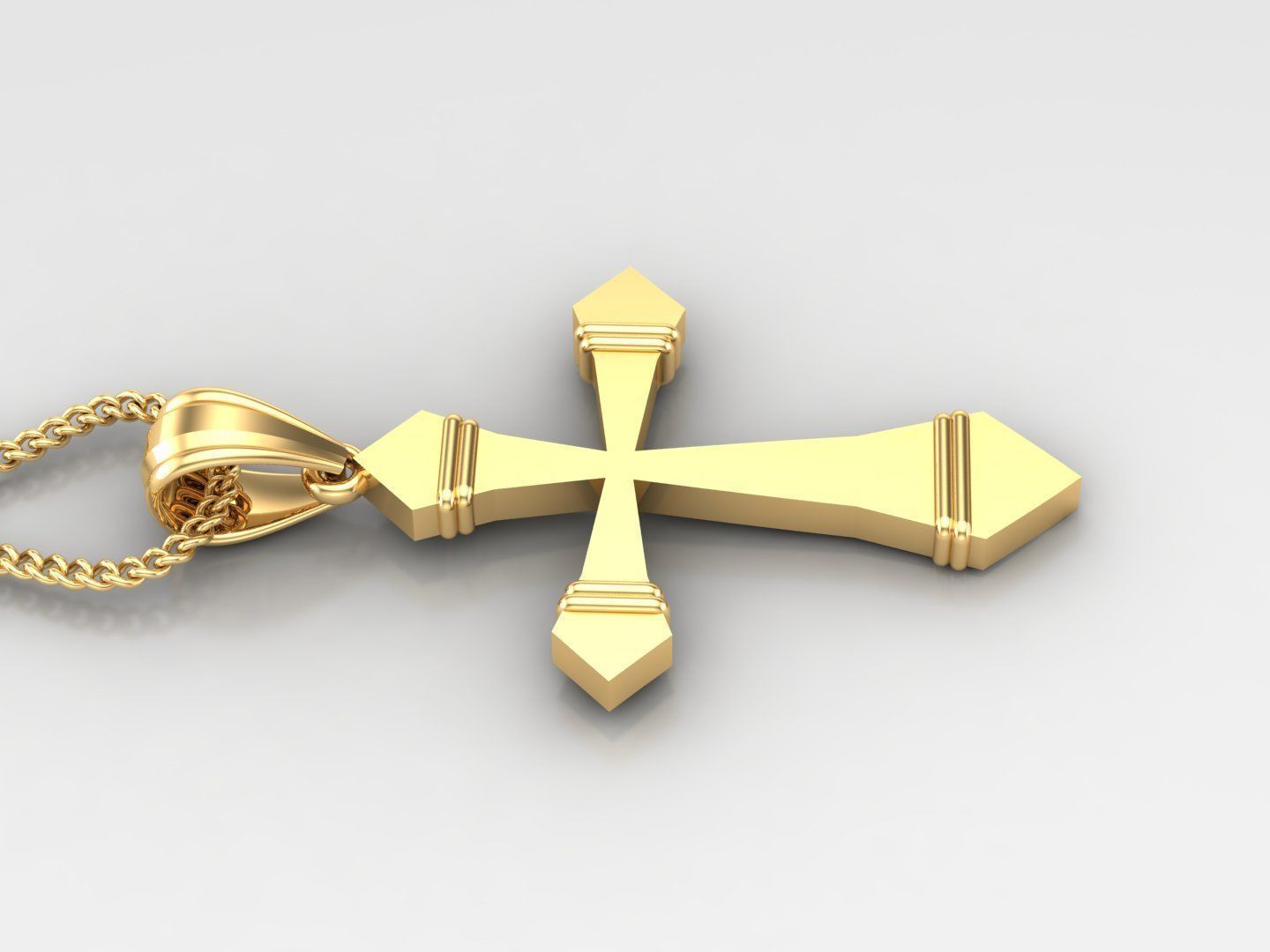 Light Gold 18K Cross Pendant 2CP076 3D print model_3