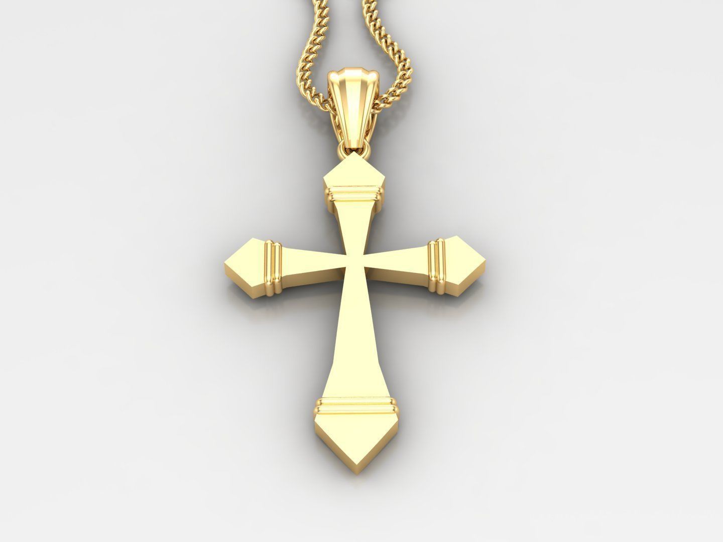Light Gold 18K Cross Pendant 2CP076 3D print model_2