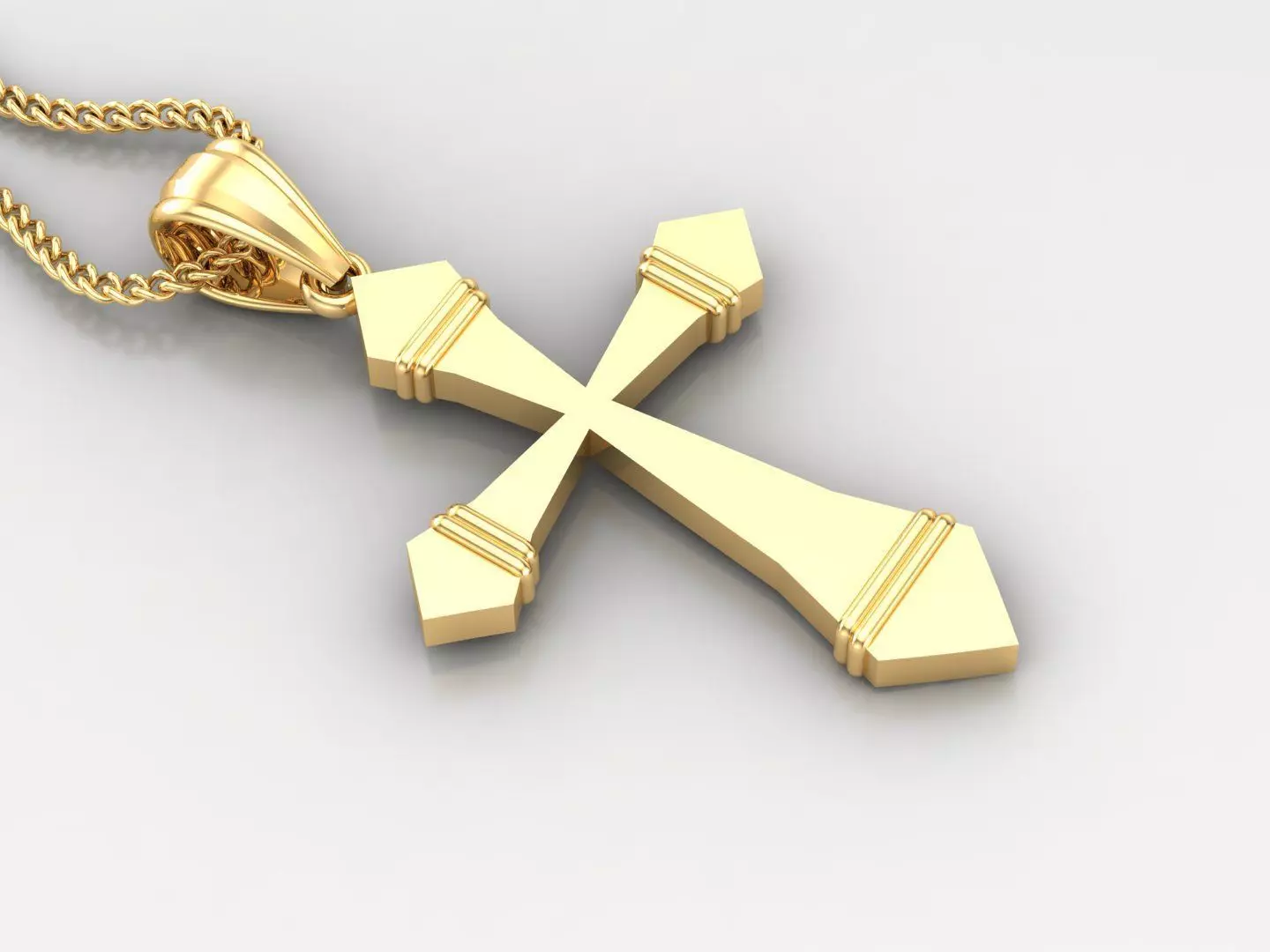 Light Gold 18K Cross Pendant 2CP076 3D print model_0