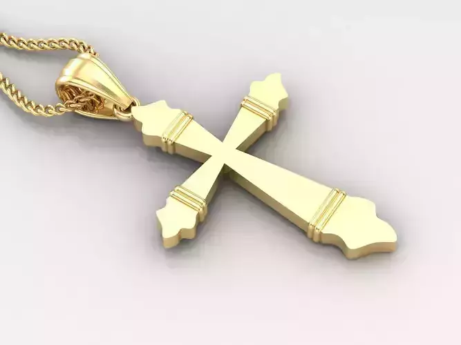 Light Gold 18K Cross Pendant 2CP074