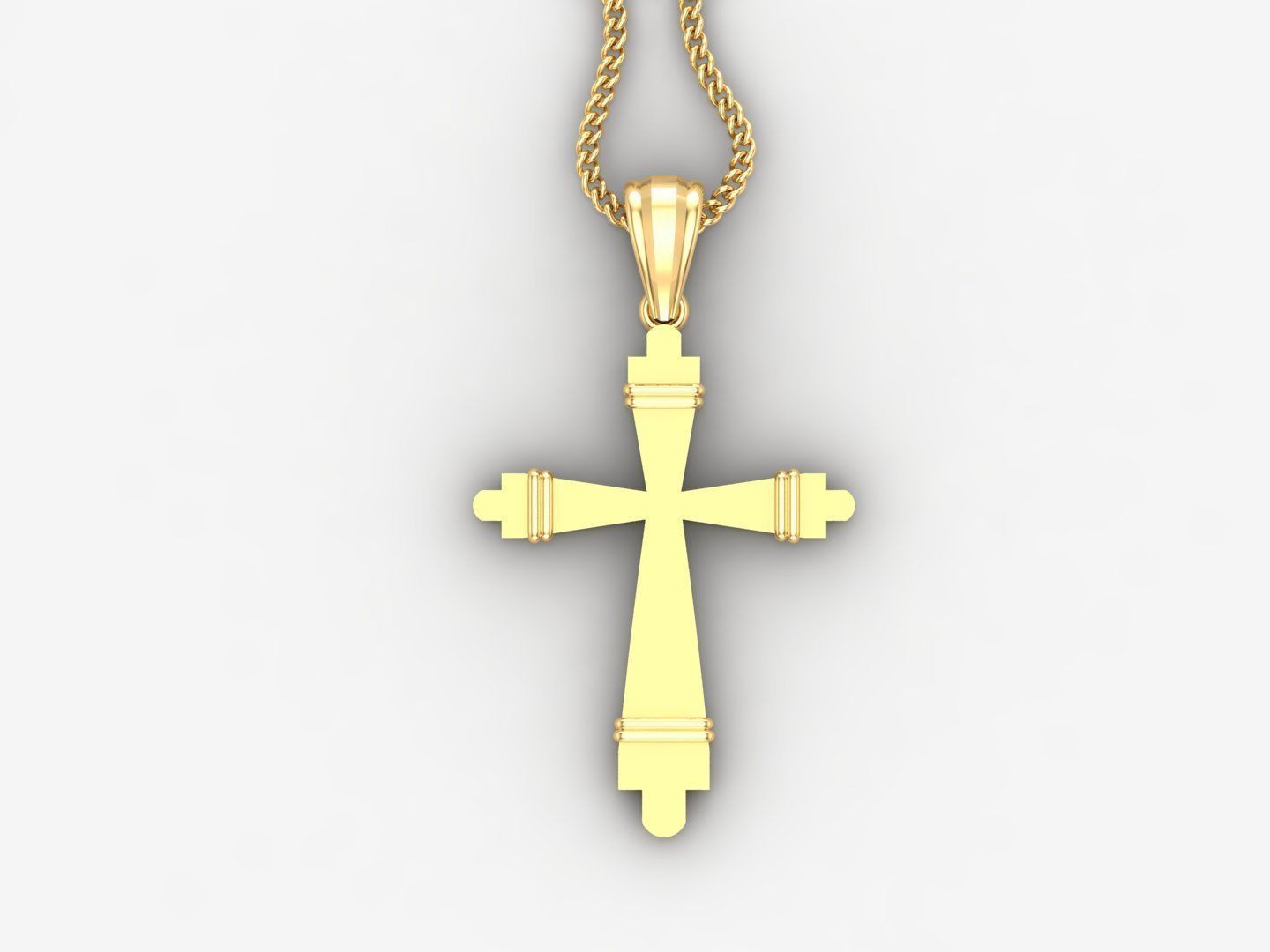 Light Gold 18K Cross Pendant 2CP072 3D print model_4