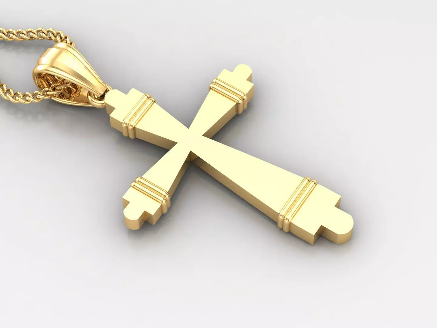 Light Gold 18K Cross Pendant 2CP072 3D print model_0