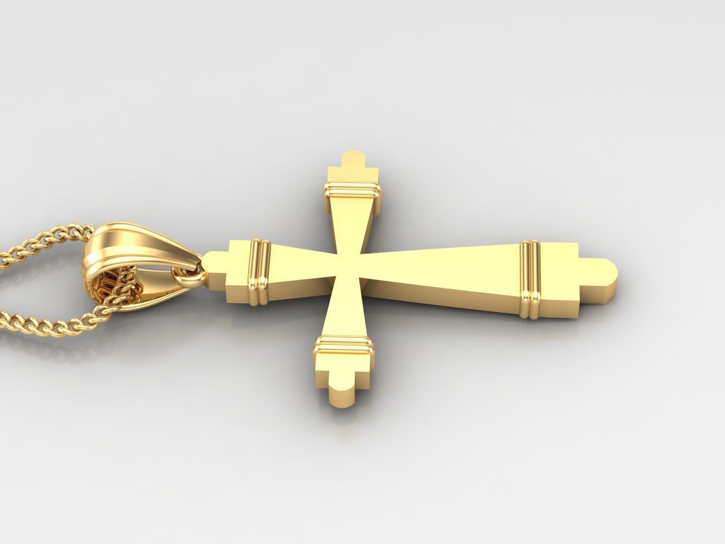 Light Gold 18K Cross Pendant 2CP072 3D print model_3