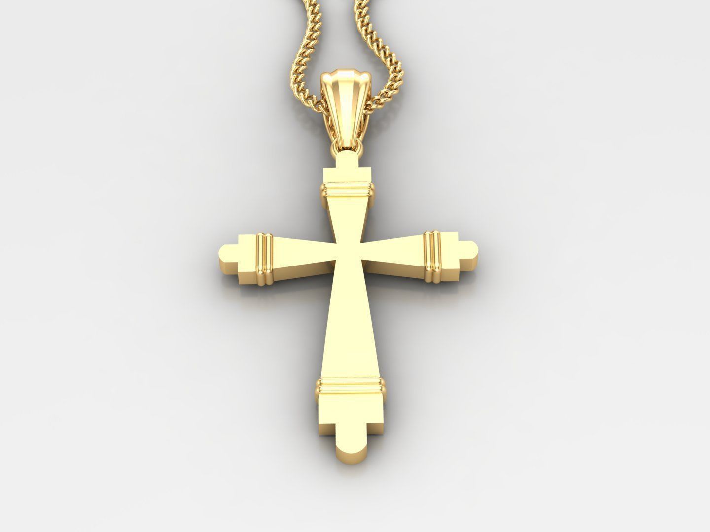 Light Gold 18K Cross Pendant 2CP072 3D print model_2