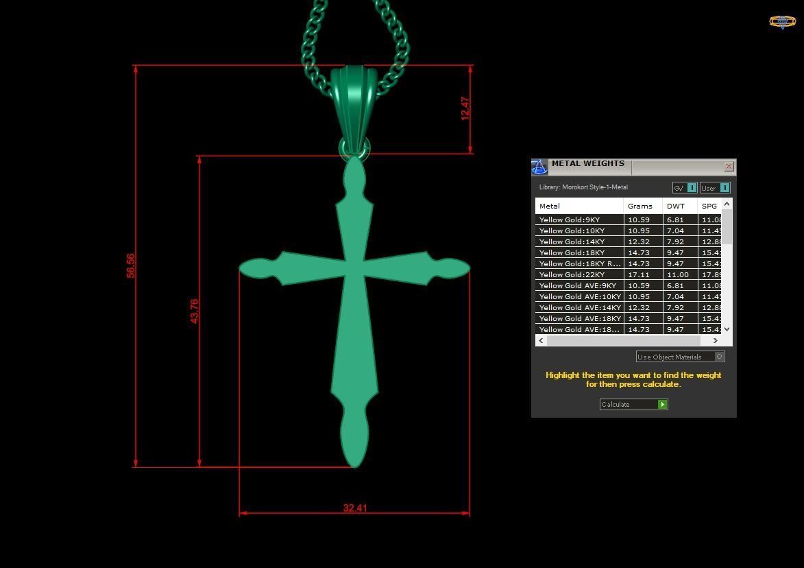 Light Gold 18K Cross Pendant 2CP068 3D print model_1