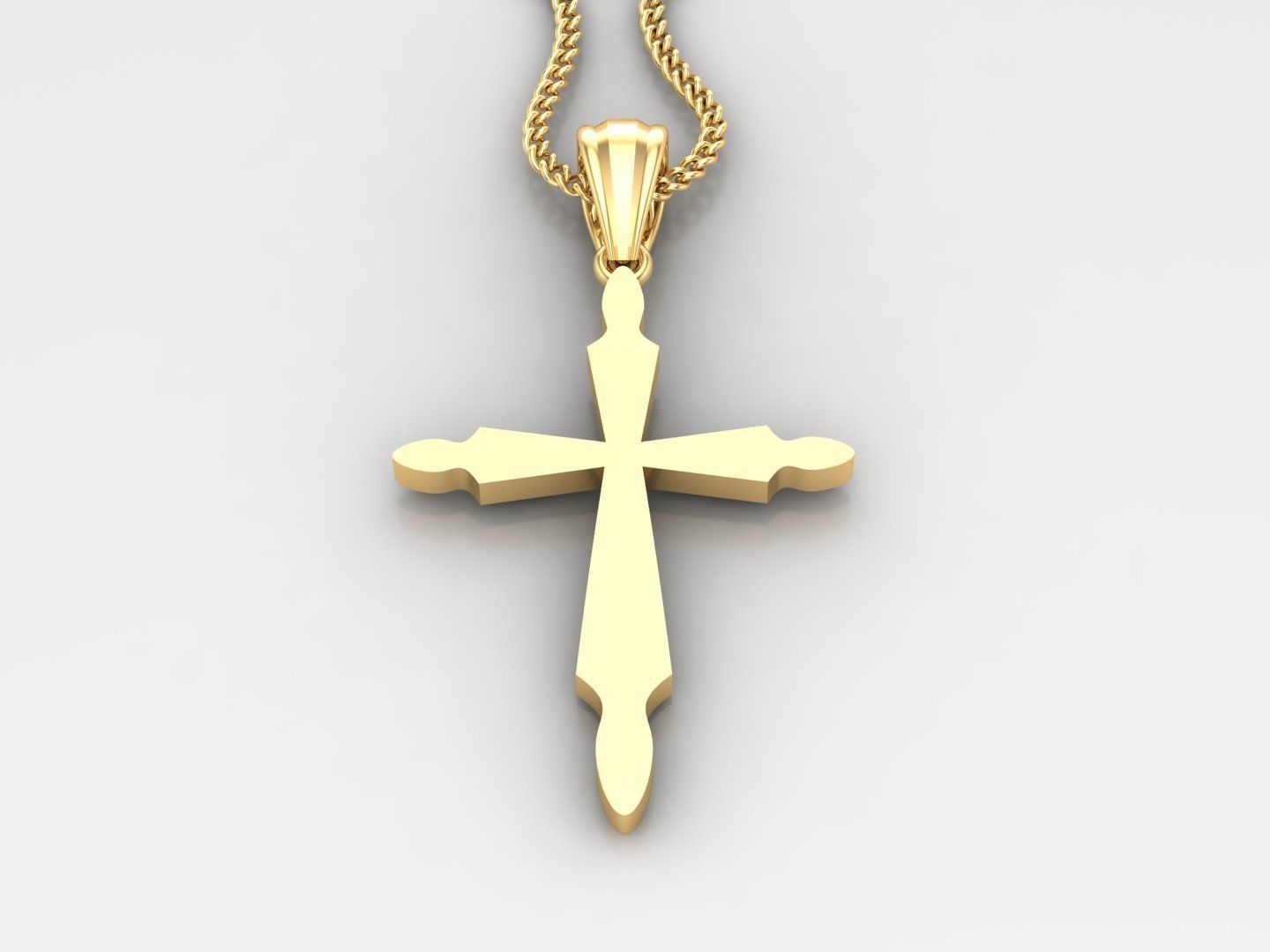 Light Gold 18K Cross Pendant 2CP068 3D print model_2
