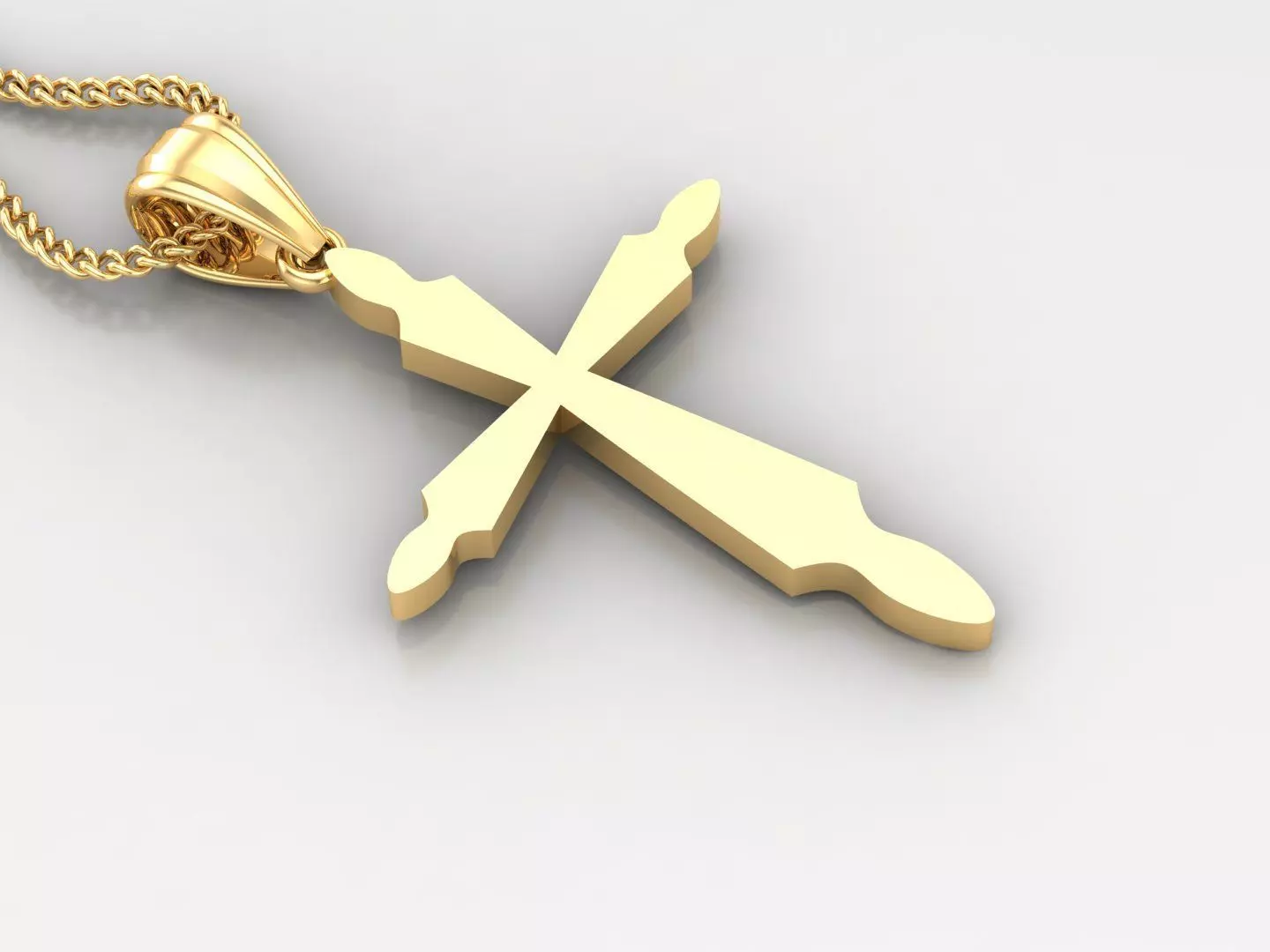 Light Gold 18K Cross Pendant 2CP068 3D print model_0