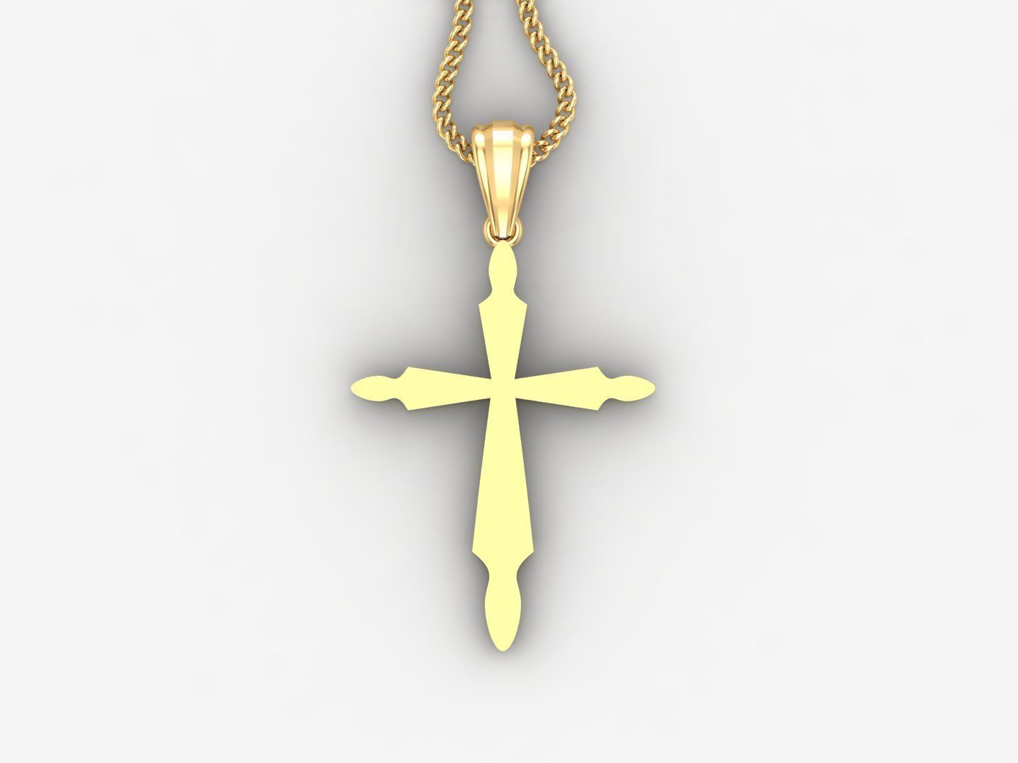 Light Gold 18K Cross Pendant 2CP068 3D print model_4