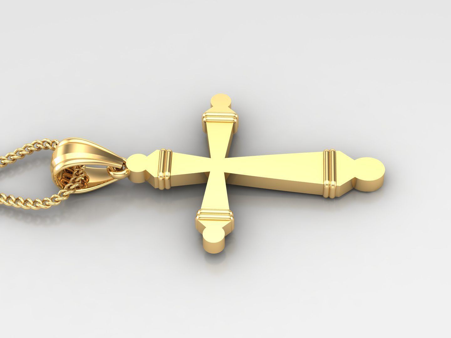 Light Gold 18K Cross Pendant 2CP063 3D print model_3