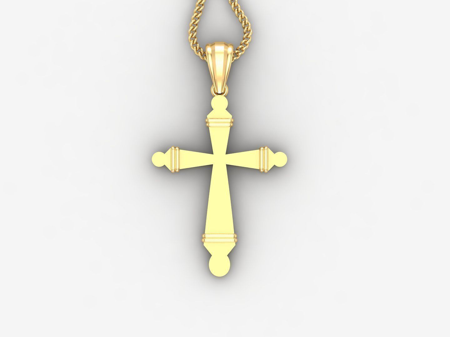 Light Gold 18K Cross Pendant 2CP063 3D print model_4