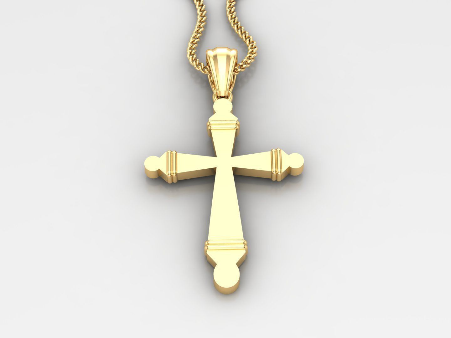 Light Gold 18K Cross Pendant 2CP063 3D print model_2
