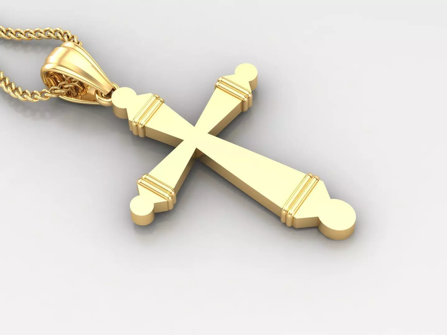 Light Gold 18K Cross Pendant 2CP063 3D print model_0
