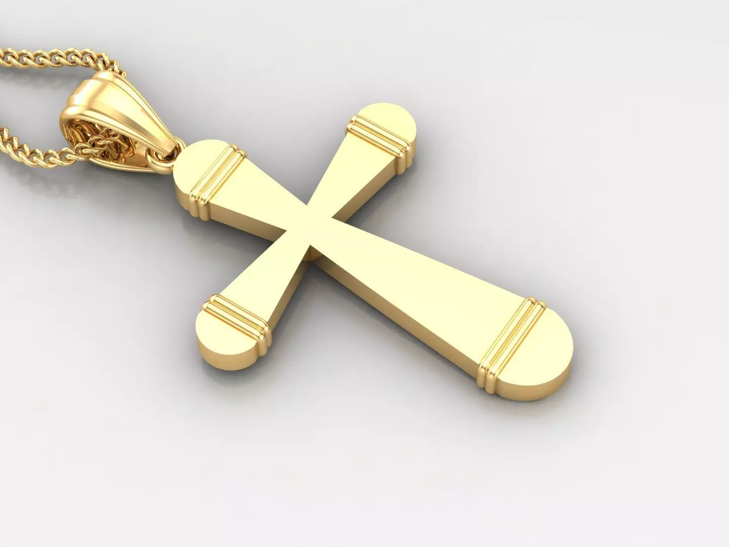 Light Gold 18K Cross Pendant 2CP061 3D print model_0