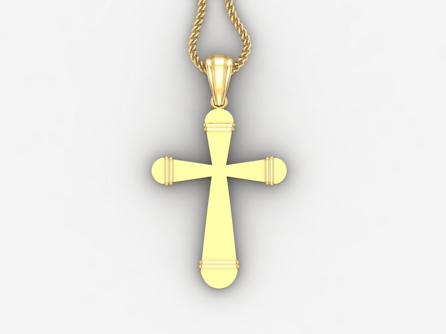 Light Gold 18K Cross Pendant 2CP061 3D print model_4