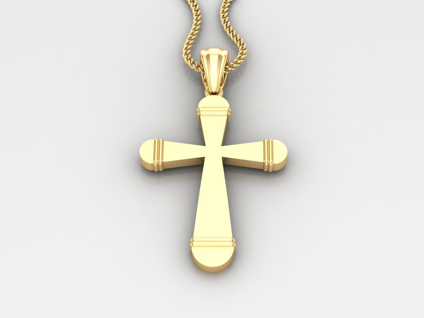 Light Gold 18K Cross Pendant 2CP061 3D print model_2