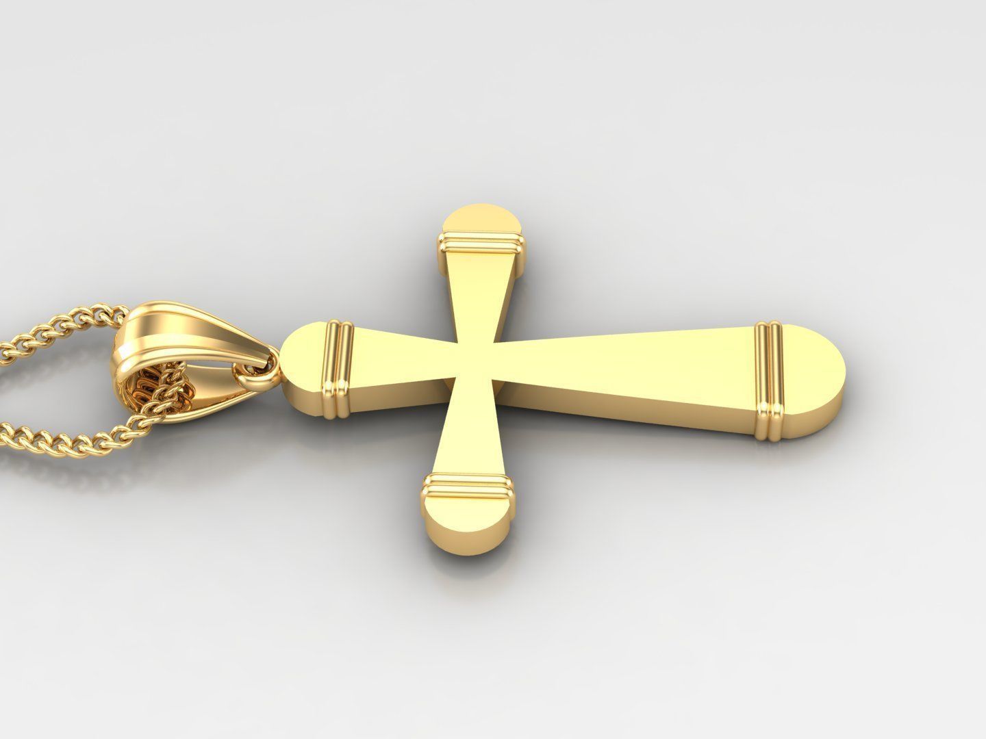 Light Gold 18K Cross Pendant 2CP061 3D print model_3