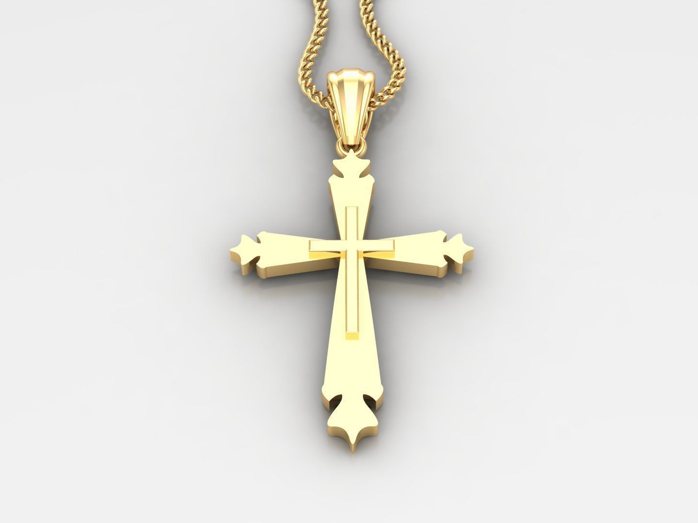 Light Gold 18K Cross Pendant 2CP060 3D print model_2