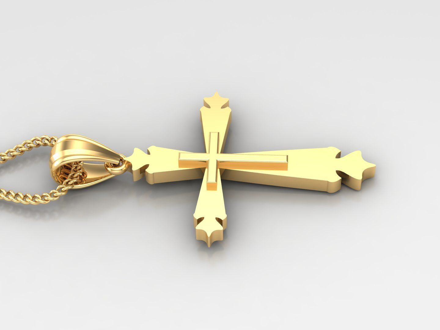 Light Gold 18K Cross Pendant 2CP060 3D print model_3