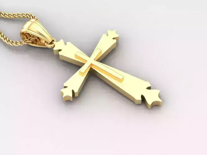 Light Gold 18K Cross Pendant 2CP060