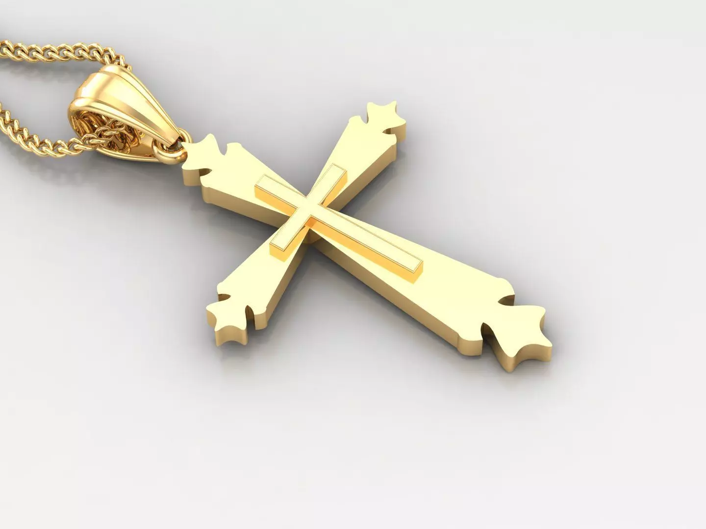 Light Gold 18K Cross Pendant 2CP060 3D print model_0