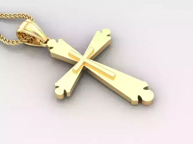 Light Gold 18K Cross Pendant 2CP054