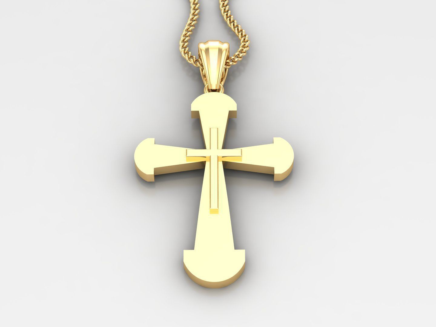 Light Gold 18K Cross Pendant 2CP052 3D print model_2