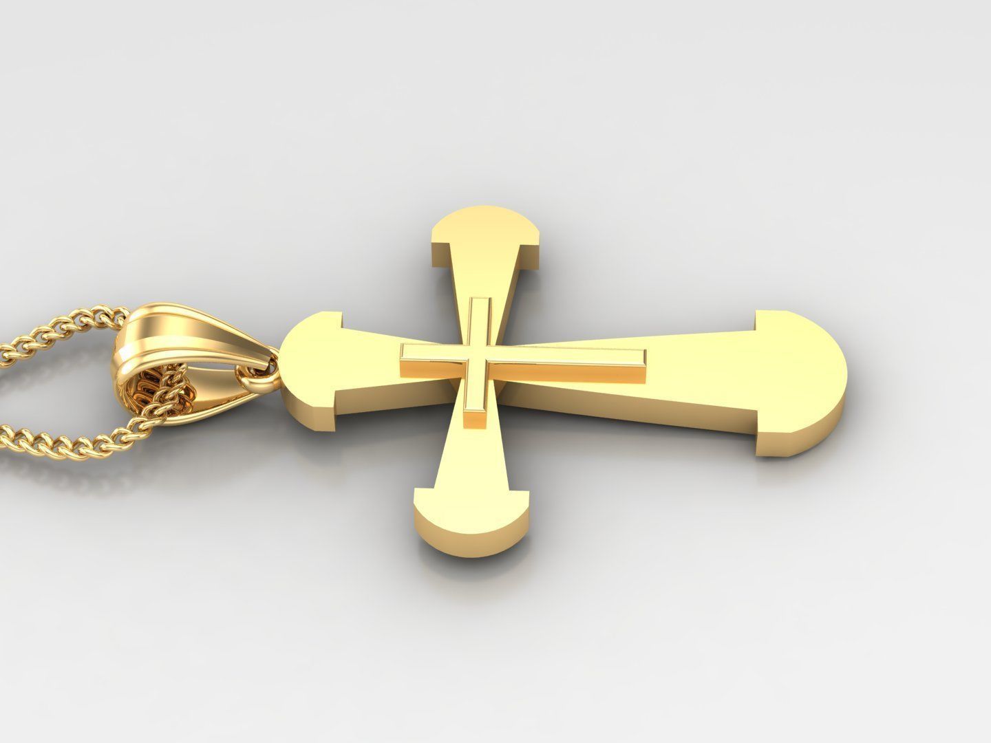 Light Gold 18K Cross Pendant 2CP052 3D print model_3