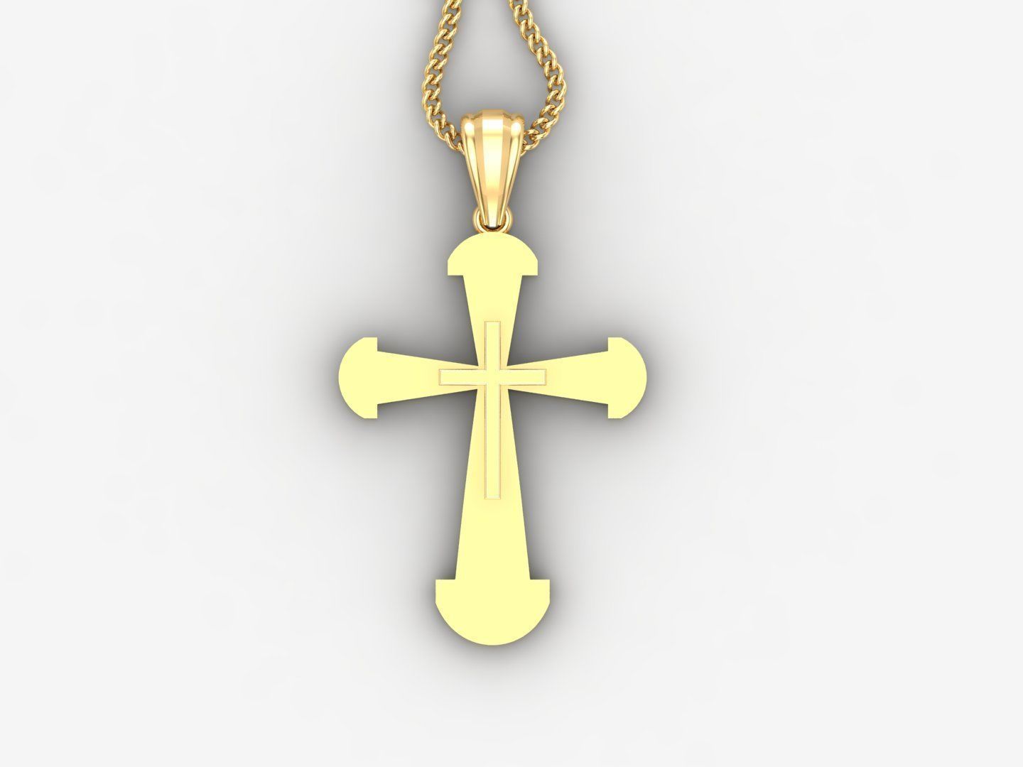 Light Gold 18K Cross Pendant 2CP052 3D print model_4