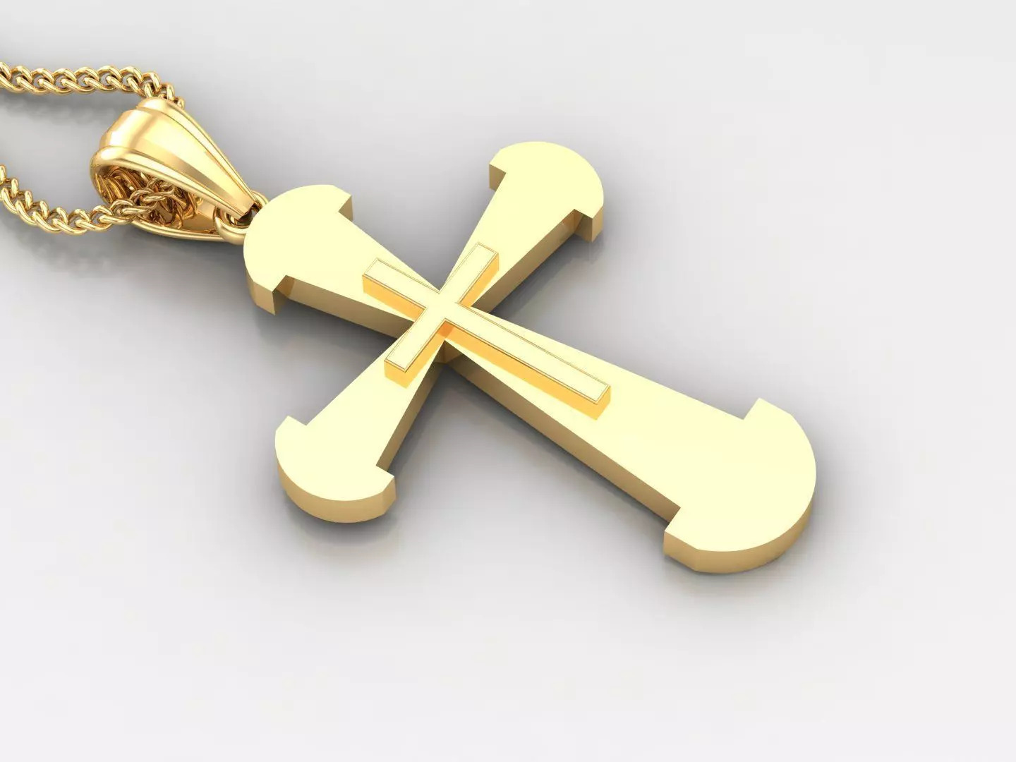 Light Gold 18K Cross Pendant 2CP052 3D print model_0