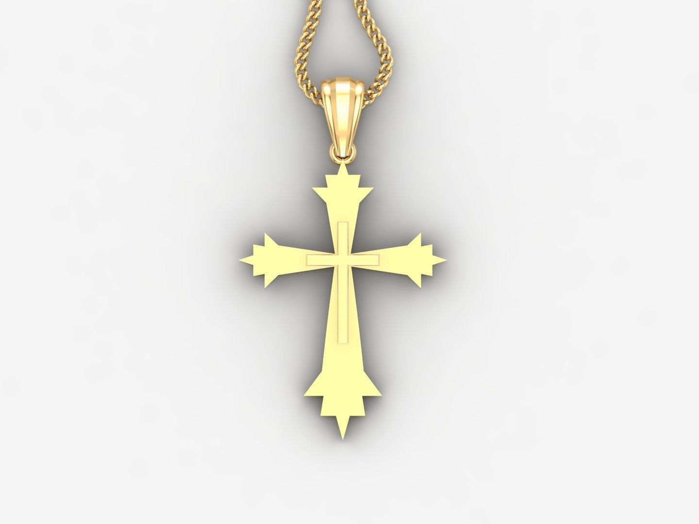 Light Gold 18K Cross Pendant 2CP048 3D print model_4