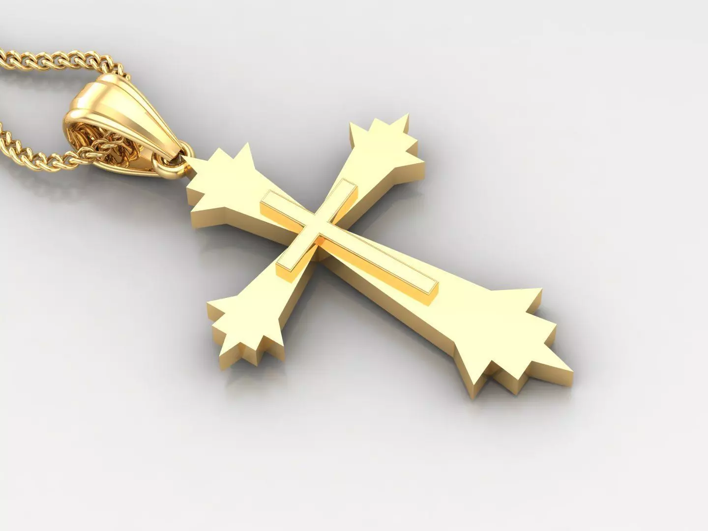 Light Gold 18K Cross Pendant 2CP048 3D print model_0