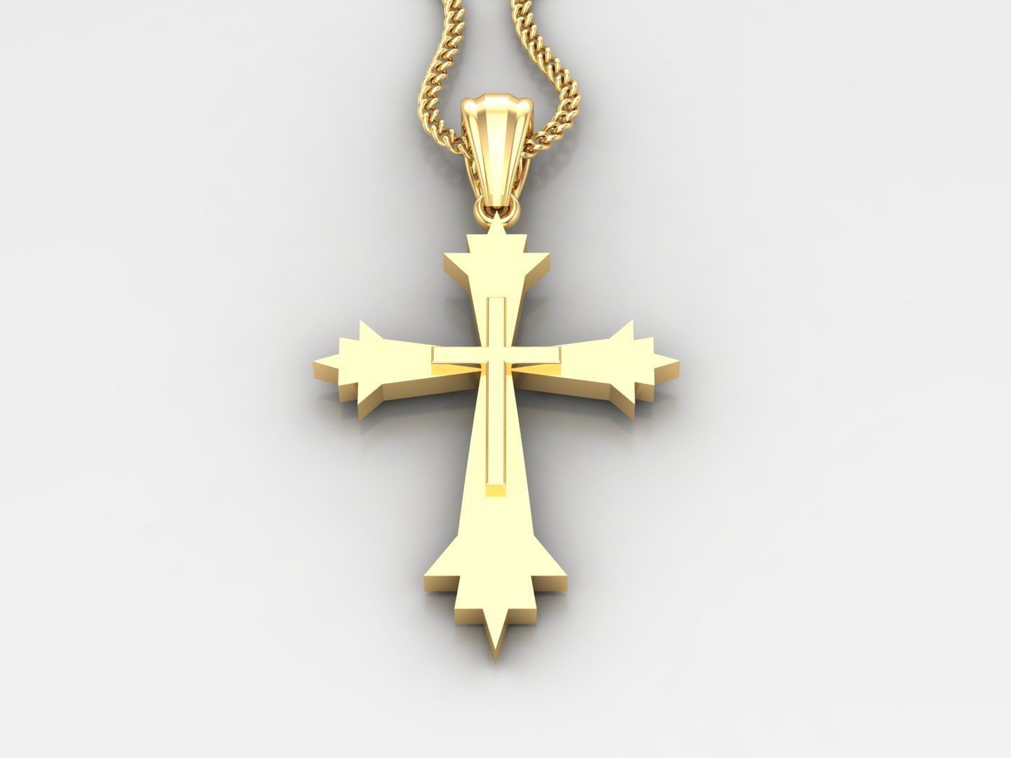 Light Gold 18K Cross Pendant 2CP048 3D print model_2