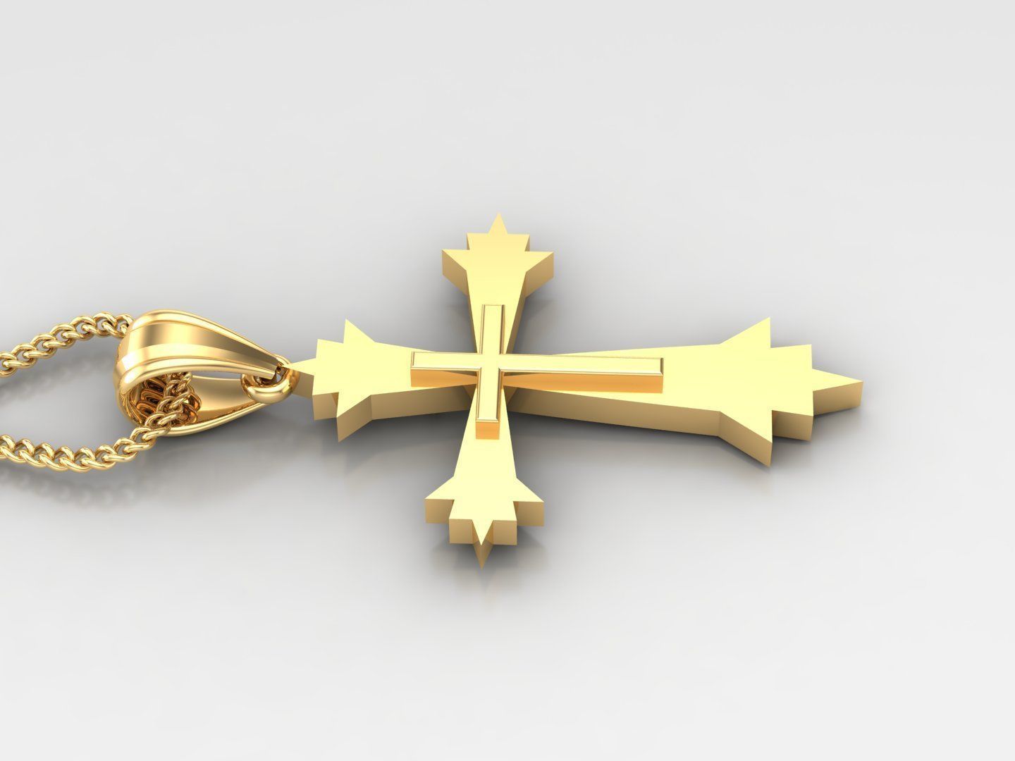 Light Gold 18K Cross Pendant 2CP048 3D print model_3