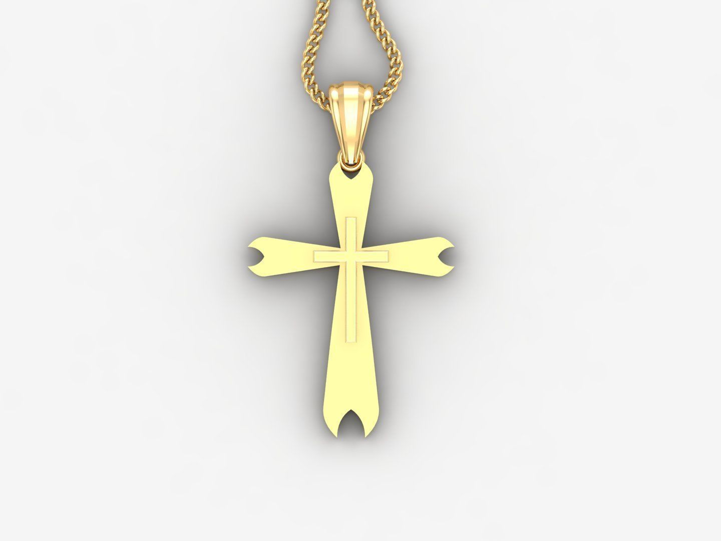 Light Gold 18K Cross Pendant 2CP047 3D print model_4