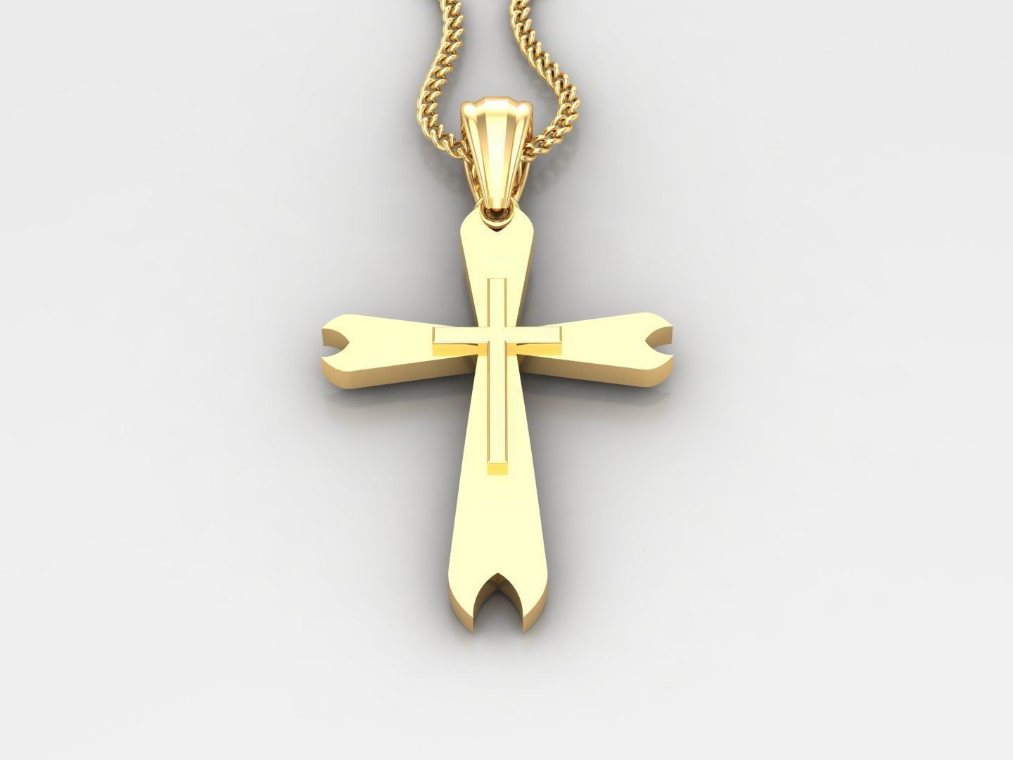 Light Gold 18K Cross Pendant 2CP047 3D print model_2