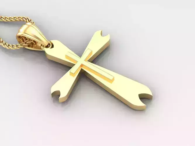 Light Gold 18K Cross Pendant 2CP047