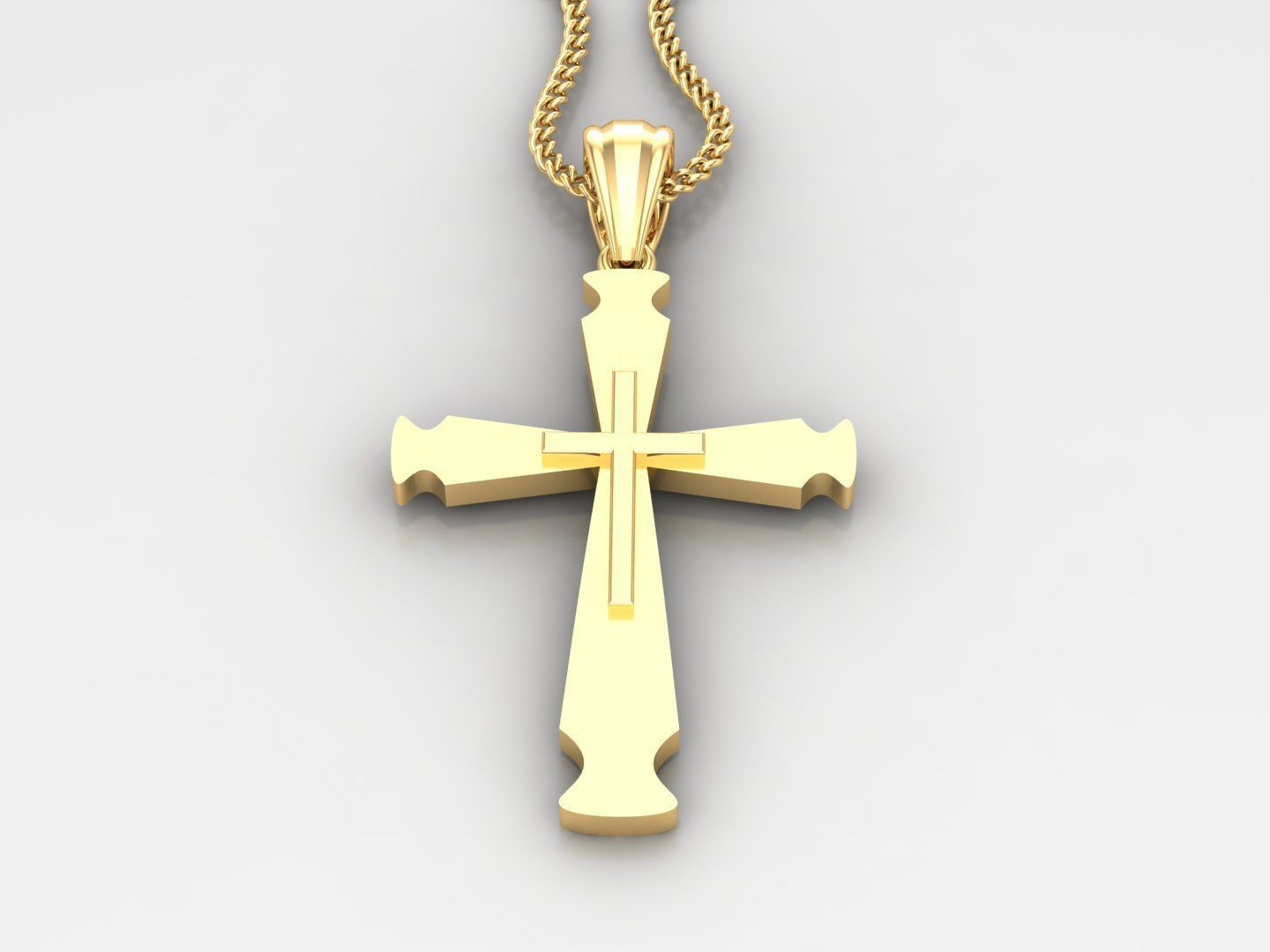 Light Gold 18K Cross Pendant 2CP045 3D print model_2