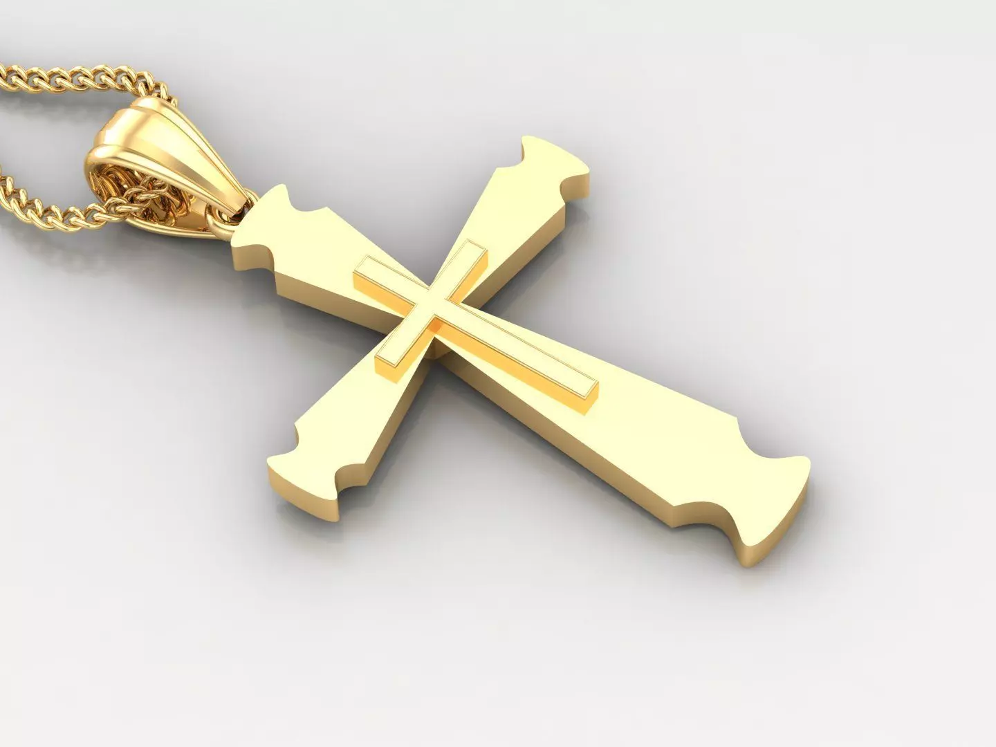 Light Gold 18K Cross Pendant 2CP045 3D print model_0