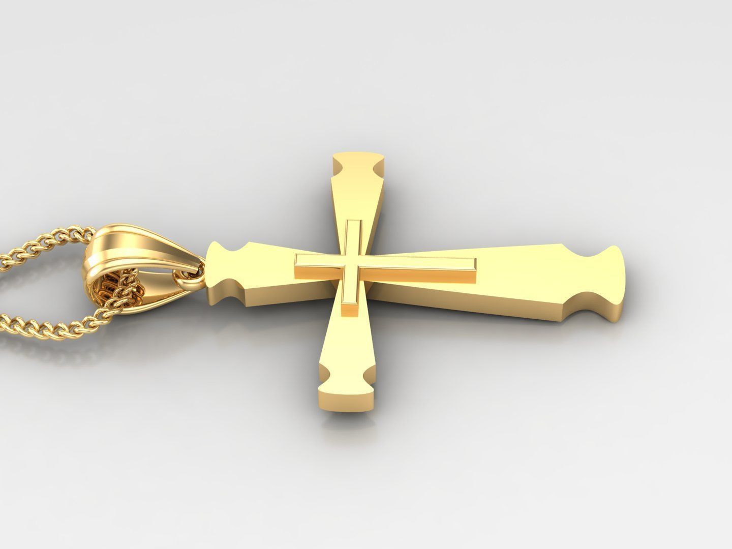 Light Gold 18K Cross Pendant 2CP045 3D print model_3